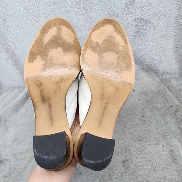Rebecca Minkoff Shoes Womens Size 8.5 White Leather Slip On Mules *Read* - Picture 8 of 14